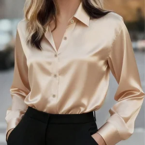 Women's Satin Button-Up Blouse