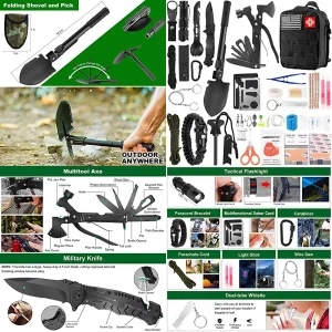 Emergency Survival Kit & First Aid Kit – 142-Piece Professional Survival Gear with Molle Pouch