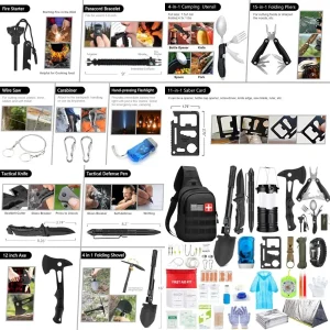 Survival Kit, First Aid Kit Survival Gear and Supplies Emergency Kit with Bug Out Bag Tactical Military Grade MOLLE IFAK