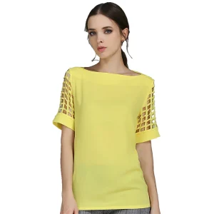 Summer Fashion Women's Chiffon Blouse – Hollow Out Sleeve Slash Neck Elegant Casual Top