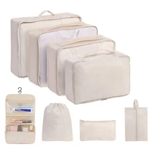 🎒 7,8,9-Piece Compression Packing Cube Set – Travel Organizer with Shoe Bag & Drawstring Bag