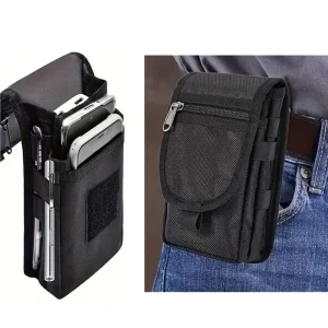 2-Piece Flip Waist Bag Mobile Phone Pouch – Multipurpose Outdoor Belt Pack with Pen Holder